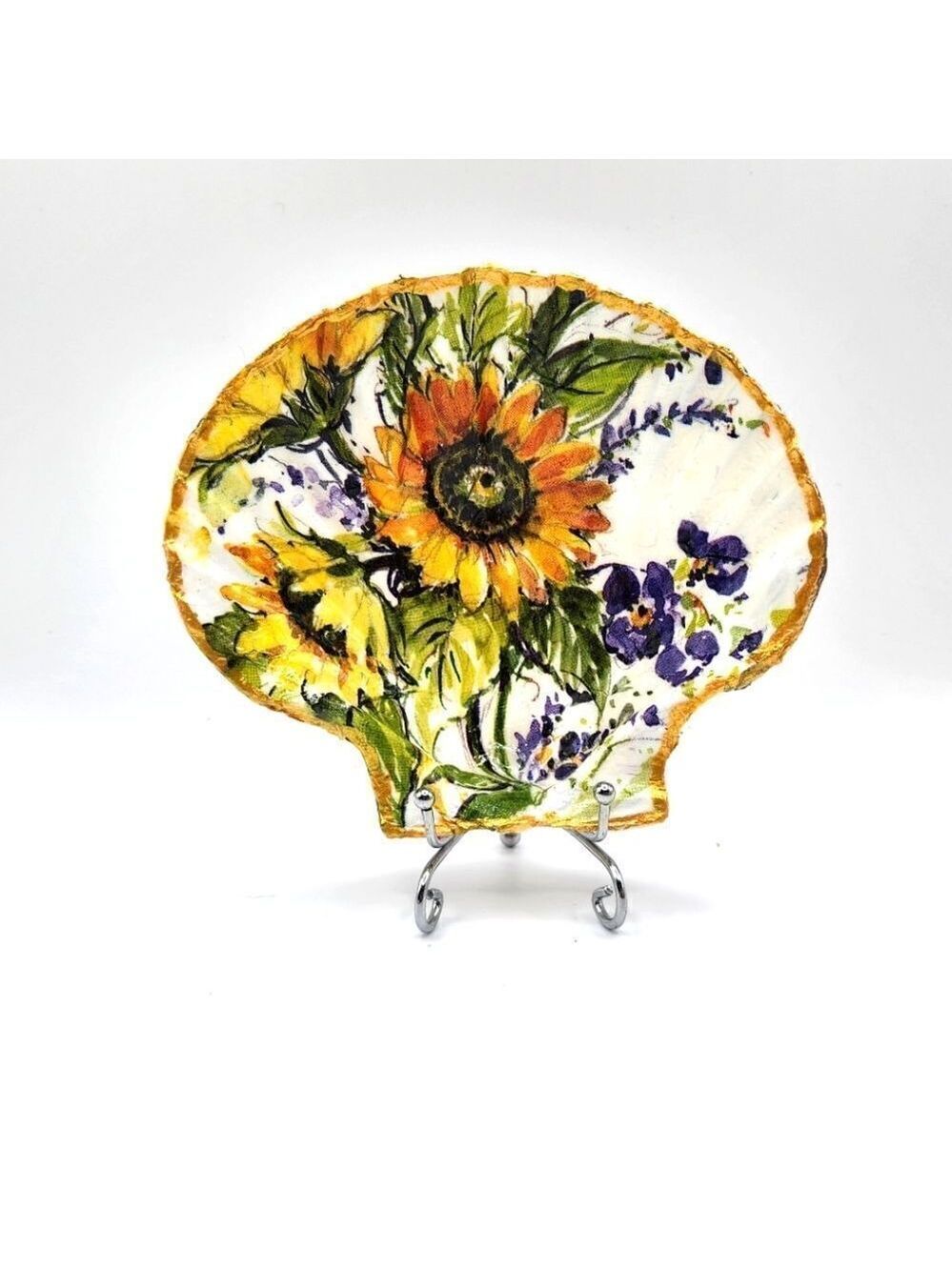 Decoupage Scalloped shell Sunflowers 